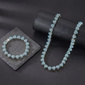 Set collana e bracciale a maglia cubana argento con cristalli a cuore blu per uomo e donna - Catena Cubana a Cuore in Zirconia Blu Argento (Collana 18in + Bracciale 8in)