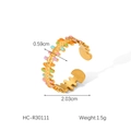 Detail view showing dimensions and weight of gold plated enamel open C-ring - Fishbone Colorful Enamel Style (HC-R30111)