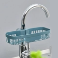 Blue plastic kitchen faucet rack with hollow rectangular design and adjustable screw mount - Blue