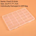 Flat transparent 23-compartment plastic storage box with double buckles for small items - Fixed 23-Compartment (25.4x17.7x1.7cm)