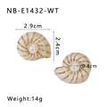 Detail shot of sea shell earrings with white marble texture and pearl inlay dimensions - White (NB-E1432-WT)