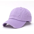 Distressed light purple cotton baseball cap with ripped details and adjustable strap - Light Purple
