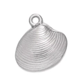 Polished silver seashell pendant made of stainless steel for DIY jewelry making - Steel 536# Ribbed Shell / 13.5*14mm