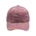 Detail of space-dye baseball cap with vibrant pink, purple, and blue woven patterns - Space-dye Pink
