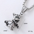 Detail view of the silver-tone punk cat pendant with 25mm by 20mm size measurements - Grey Cat Shape Figure (单吊坠款式19)