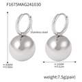 Orecchini a sfera in acciaio inossidabile argento con misure e diametro di 16mm - Sfera Acciaio