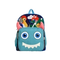 Blue cartoon monster backpack for primary students with cute plush horns and printed details - Green