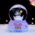 Purple and blue Kuromi starry castle musical crystal ball with gradient base - 2413 Purple Base (Kuromi) / Medium Size 80 With Snow Lights And Music