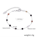 Titanium steel bracelet with multi-color natural stone beads and silver chain - Silver Color Bracelet (15+5cm)