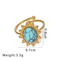 Detailed size view of a vintage sun flower ring with turquoise stone inlay and dimensions - Sunflower Turquoise Style (NB-R2023205-4)