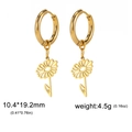 Golden hollow floral earrings in stainless steel with 10.4x19.2mm dimensions - Gold Daisy