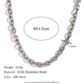 7.2mm wide silver 316L stainless steel blade snake chain necklace for women - 7.2mm Beveled Cross Chain (40+5cm)