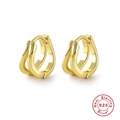 Orecchini a cerchio a doppia onda in argento sterling 925 con finitura in oro lucido - Oro-Cerchio Minimalista