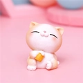 Cute orange and white resin cat figurine holding a yellow cup for desktop decoration - HM001 Yellow Orange Cat