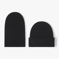 Set of black knitted balaclava and beanie hat with warm ribbed texture for winter - Classic Beanie Style (23B055) / Black