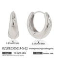 Orecchini a cerchio minimalisti a forma di C in acciaio inossidabile impermeabile - Argento (DZJDE0305014-S-22)