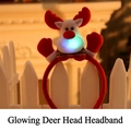 LED glowing Christmas reindeer headband with red antlers for holiday party decoration - LED Single (Reindeer)