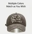 Macro detail of washed dark grey cotton fabric and embroidery on retro baseball cap - Adjustable / Gray