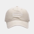 Détail de la broderie Moormoor sur une casquette de baseball en coton beige - Beige