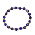 Handmade evil eye beaded bracelet with dark blue eyes and gold round beads - Dark Blue