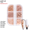 Coffee round pearls nail art set in 6-grid box with assorted sizes 1.5mm to 5mm - 6-Grid Pearl ZZ12 (Coffee Round Whole Pearls)