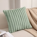 Hellgrüner Kissenbezug aus Cord-Plüsch mit eleganter Streifen-Textur auf einem Sofa - 30*50cm / Bohnengrün