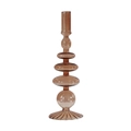Amber brown glass candle holder with multi-layered spherical design on a white background - Amber Shell Pattern Base (D5)