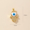 Gold Hamsa Hand pendant with evil eye heart and cubic zirconia 2.8cm charm - Gold Hamsa Hand Heart Evil Eye Pendant (25-6)