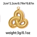 Golden 18K plated stainless steel triple-linked rope texture pendant charm 2cm size - Braided Knot / Gold