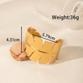 Golden leaf stainless steel open bangle with dimensions 4.31cm height and 36g weight - Leaf Texture