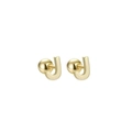 Polished gold-plated letter J stainless steel stud earring with a secure ball back closure - Letter J (T55662) / Gold