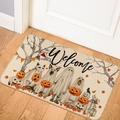 Halloween pumpkin dog welcome mat with non-slip texture for outdoor entryway - Pumpkin-08