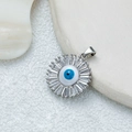 Silberner Evil-Eye-Anhänger mit blauem Emaille und klaren Zirkonia-Kristallen - D3541KB Anhänger 10