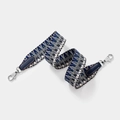 Blue and grey woven wide replacement shoulder strap with silver lobster clasps - Blue Silver Buckle