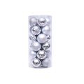 Assorted silver Christmas ball set with shiny matte and glitter finishes in clear tube - Silver