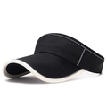 Black lightweight sun visor hat with reflective gray side stripes and cream edge detail - Adjustable / Black