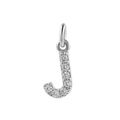 Silver micro-pave zircon letter J pendant accessory for DIY necklace in 18k white gold finish - Steel-J