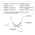 Elegant S925 silver necklace with 5.5mm natural pearl and golden finish details - X-Cross / K Yellow Gold