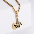 Collar con colgante de hacha de dragón chino en acero inoxidable chapado en oro 18K - Sin cadena / Dorado