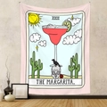 Bohemian tarot style Margarita tapestry with pink cocktail illustration for wall decor - Margarita Tarot (GT1115004)