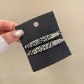 Detail of leopard print hair barrettes with gold Barrette La France lettering - Barrette - Black & White Spots (Single)