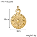 Goldener Sonnenblumen-Anhänger Detailansicht mit Maßen 1,6cm Höhe und 2,0g Gewicht - Sonnenblume Runde Platte (FP31712D0W0)