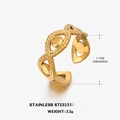 Anillo ajustable geométrico de acero inoxidable bañado en oro de 18K para mujer - Dorado