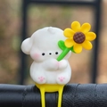 Décoration de guidon chien blanc avec tournesol, 57x43x73mm pour vélos électriques - Chien au Beurre (2622) / Pièce Unique / Jaune