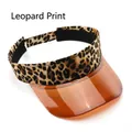 Leopard print sun visor hat with brown tinted transparent PVC brim for outdoor activities - Leopard Print