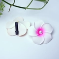 White and pink frangipani hair clips with pearl detail and black duckbill clip back - Rose Red Center With White Trim Flower Head + Pearl + Clip [4cm]