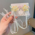 Pink butterfly and yellow flower hair clips with long tassels for Hanfu outfits - D156-5# Yuehua Yellow Flower
