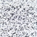 White round acrylic beads with black numbers for educational DIY bracelet making - 4x7mm White With Black Numbers (100pcs)