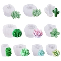 Lot de moules en silicone DIY pour bougies et savons en forme de succulentes 3D - Moule Succulente Lot de 10 / Blanc