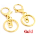 Golden keychain accessories with lobster clasp and 30mm flat ring for DIY crafts - Gold
